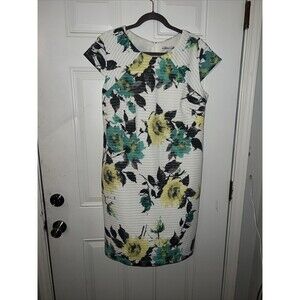 Madison Leigh Dress 16  Career Church Ivory Green Yellow Washable